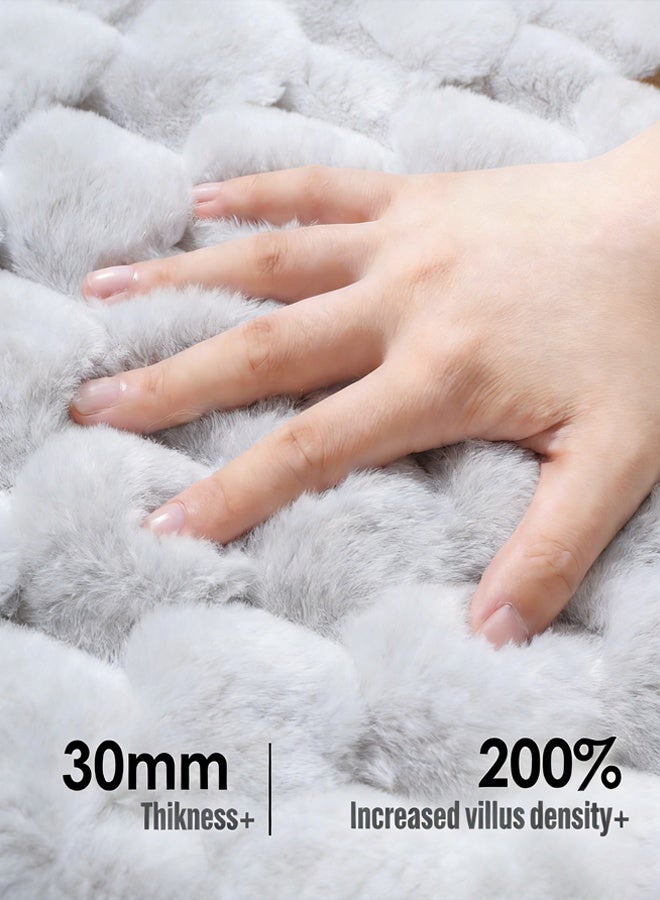Bath Mat, Washable Chenille Bathroom Rug with Rubber Backing - Super Absorbent, Quick-Dry Microfiber, Soft & Thick Shower Floor Mat, Non-Slip Bathmat Runner for Bathroom Decor, 40x60 cm, Grey - Image 3